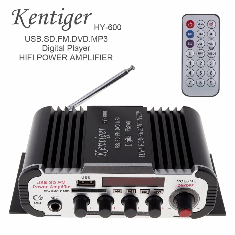 HY 600 DC 12V 2CH Hi Fi автомобильный аудио усилитель мощности fm радио USD MP3 стерео цифровой