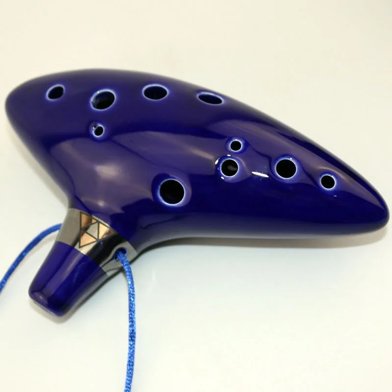 Синяя керамическая фигурка Ocarina с 12 отверстиями выжигание в печи альт C легенда о