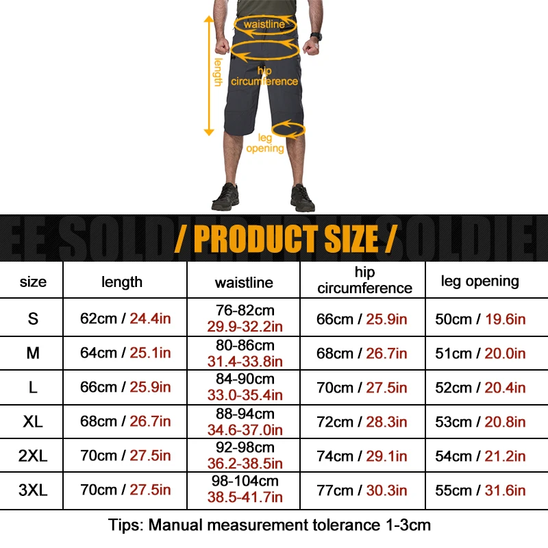 FREE SOLDIER outdoor sports climbing tactical military men's cropped trousers quick drying in summer lightweight and breathable|Шорты для