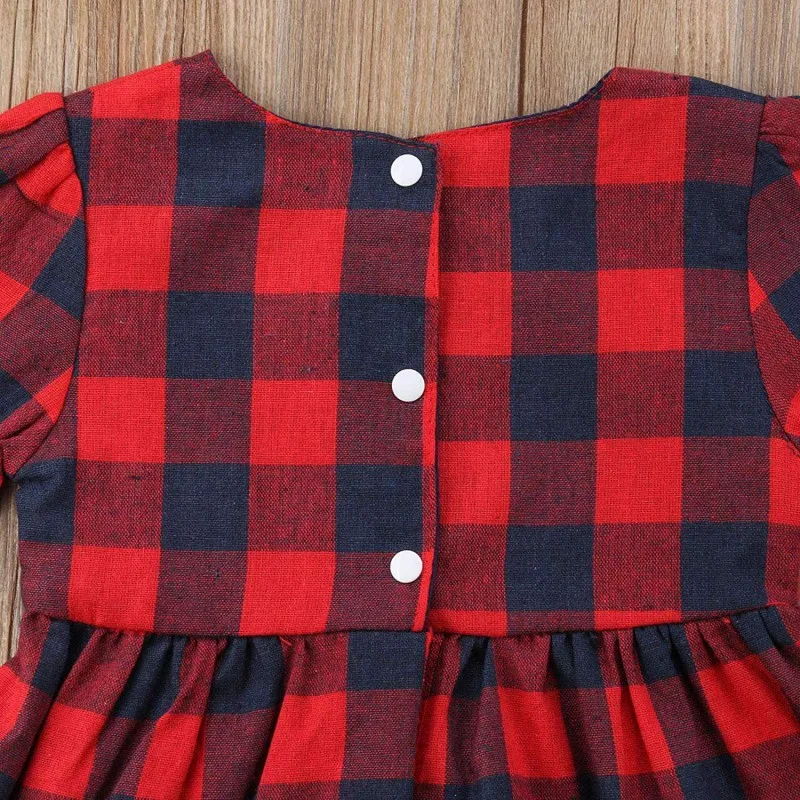 Red Girl Christmas Dress Holiday Party Baby Clothes Princess Plaid Fashion Xmas Kids For Girls | Детская одежда и обувь