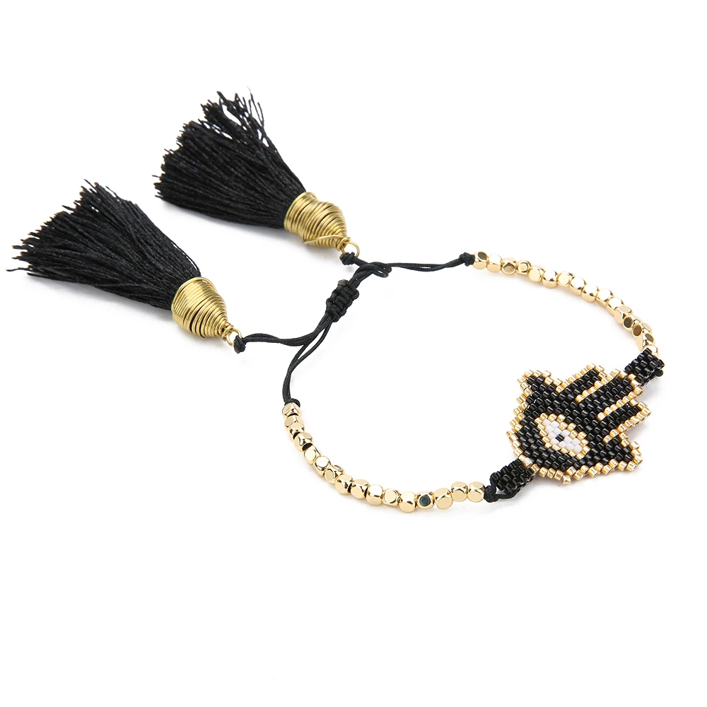 Go2boho Delica MIYUKI браслет Lucky Evil Eye Fatima ручная работа Pulsera Hamsa Женская бижутерия кисточка