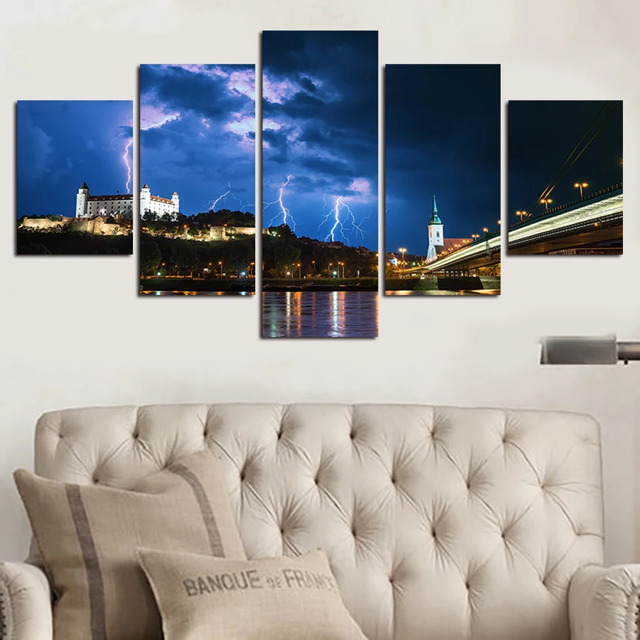 Картина Настенная Куадрос Молния в темное время суток 2016|print pictures canvas|picture canvasprints |
