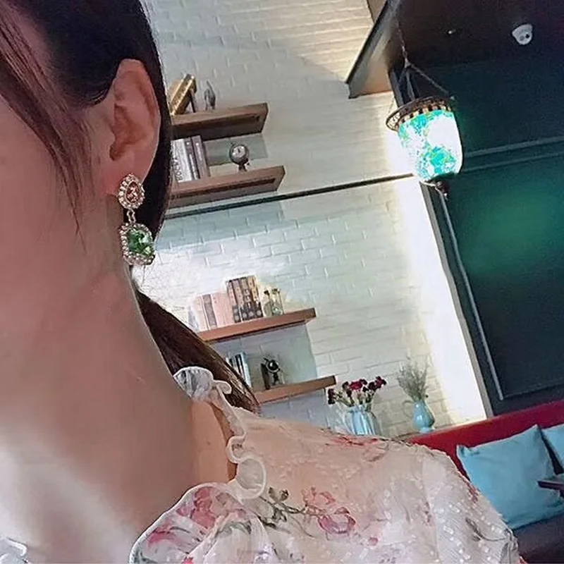 Женские Висячие серьги MENGJIQIAO корейские элегантные вечерние с квадратными