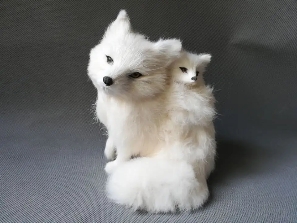 Реальная игрушка Большой 19x16 см белая лиса модель из полиэтилена и меха Возьмите