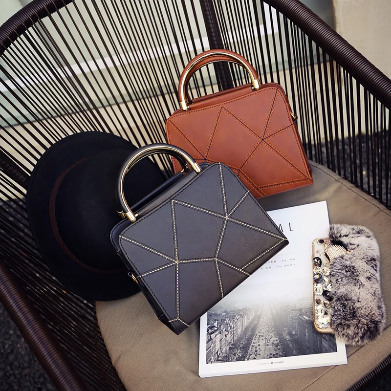 

Dropshipping 2018 New Woman Handbags Trend Leisure Messenger Bag Simple Korean Version Women Bag, Retro Geometric Flap