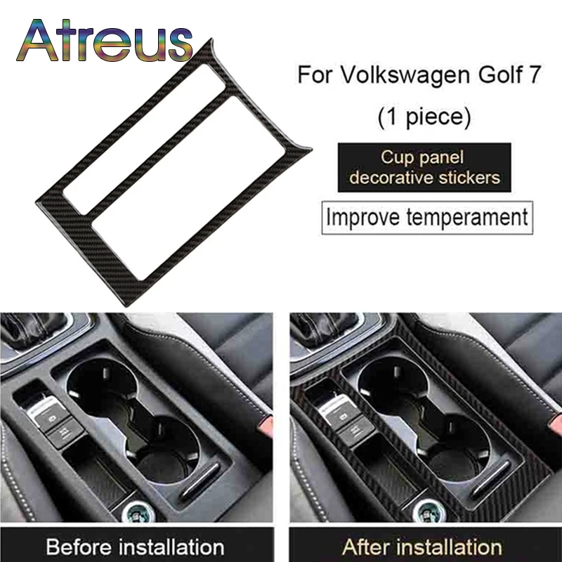 

Наклейки на панель стакана воды Atreus из углеродного волокна, наклейки для Volkswagen Golf GTI VW Golf 7 MK7 GTE 2013 2014 2015 2016 2017, аксессуары