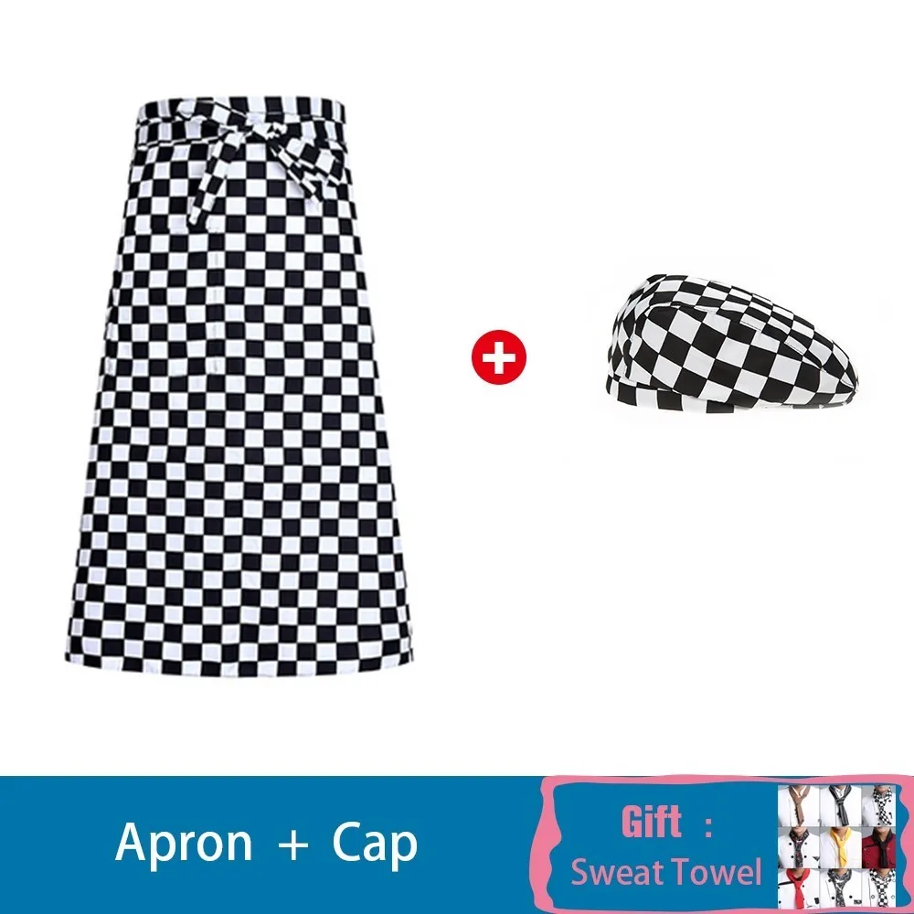 Apron Hat 7 Вышитые с коротким рукавом шеф-повара Униформа летний ресторан отель кухня приготовление пищи куртка кафе парикмахерские салон Спецодежда унисекс - Цвет: Apron Hat 7