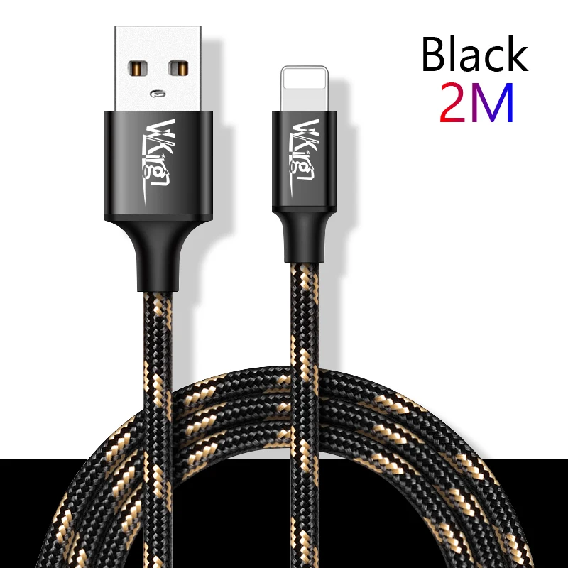 Black-2M Для iphone USB кабель 1,2 A для зарядки данных м/2 м/3 м для iphone X XS XR 8 7 6 6 S телефонный кабель металлический нейлоновый плетеный кабель для быстрой зарядки - Тип штекера: Black-2M