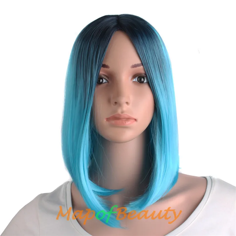 MapofBeauty розовый Омбре черный блонд синий серый парик длинные прямые волосы