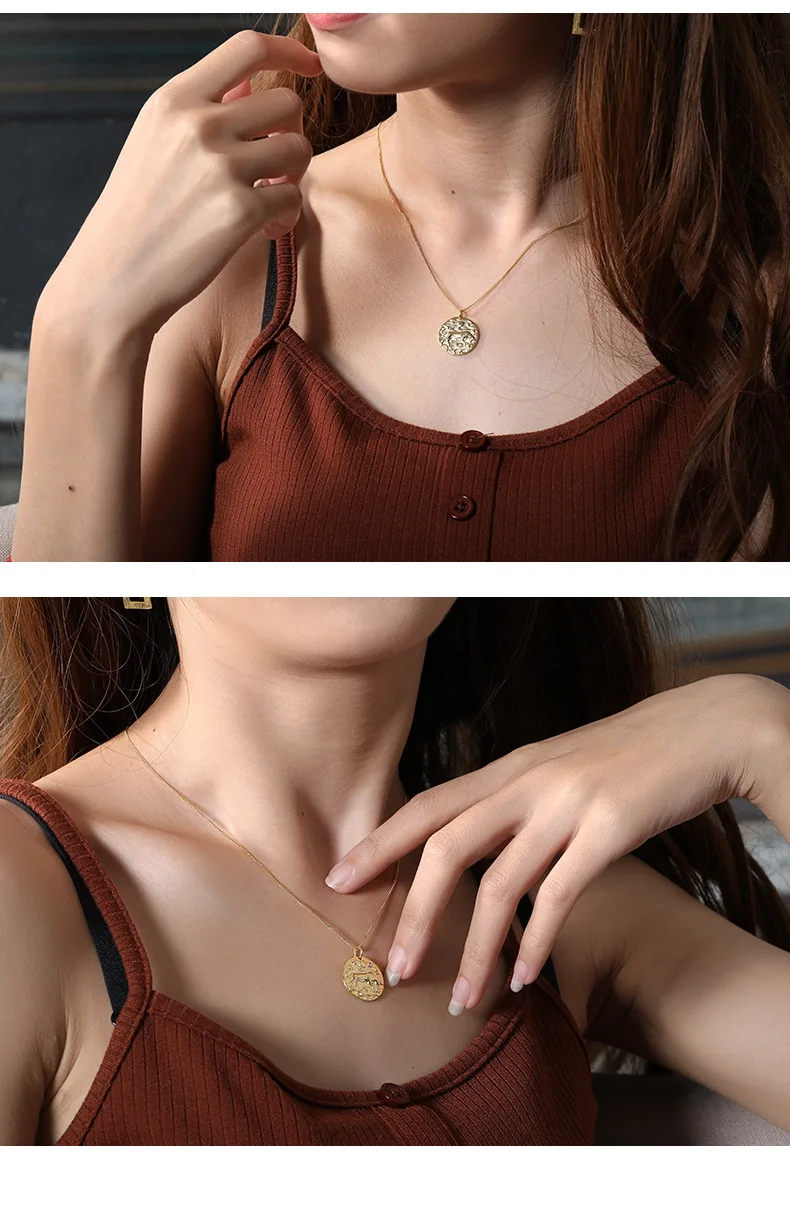 LouLeur, настоящее 925 пробы, Серебряный кулон "Телец", тисненый дизайн, подвеска в виде животного, ожерелье для женщин, модное прекрасное ювелирное ожерелье