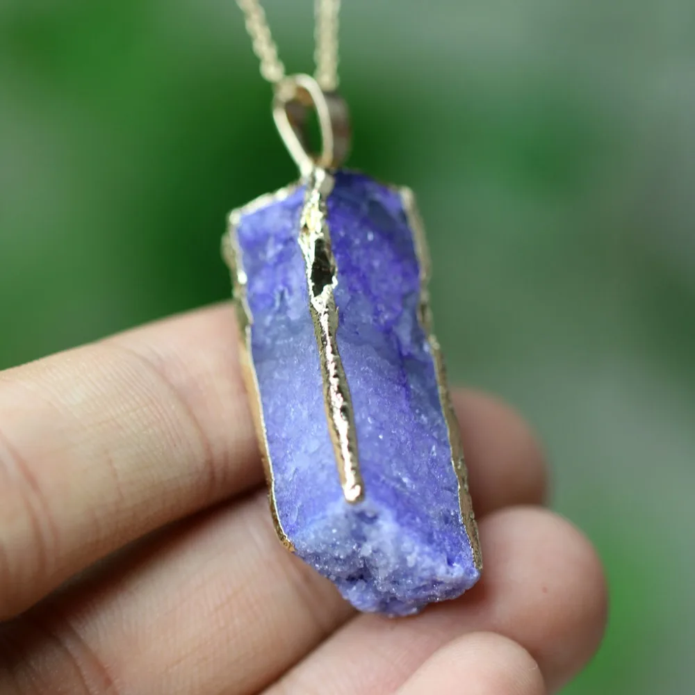 Geode кулон для женщин натуральный камень ювелирные изделия Drusy ожерелья с жеодами