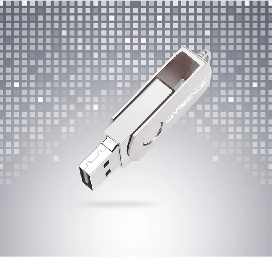 WANSENDA брелок, USB флеш-накопитель, 128 ГБ, металлическая ручка, 4 ГБ, 8 ГБ, 16 ГБ, 32 ГБ, 64 ГБ, Вращающаяся USB карта памяти, реальная емкость, флешка