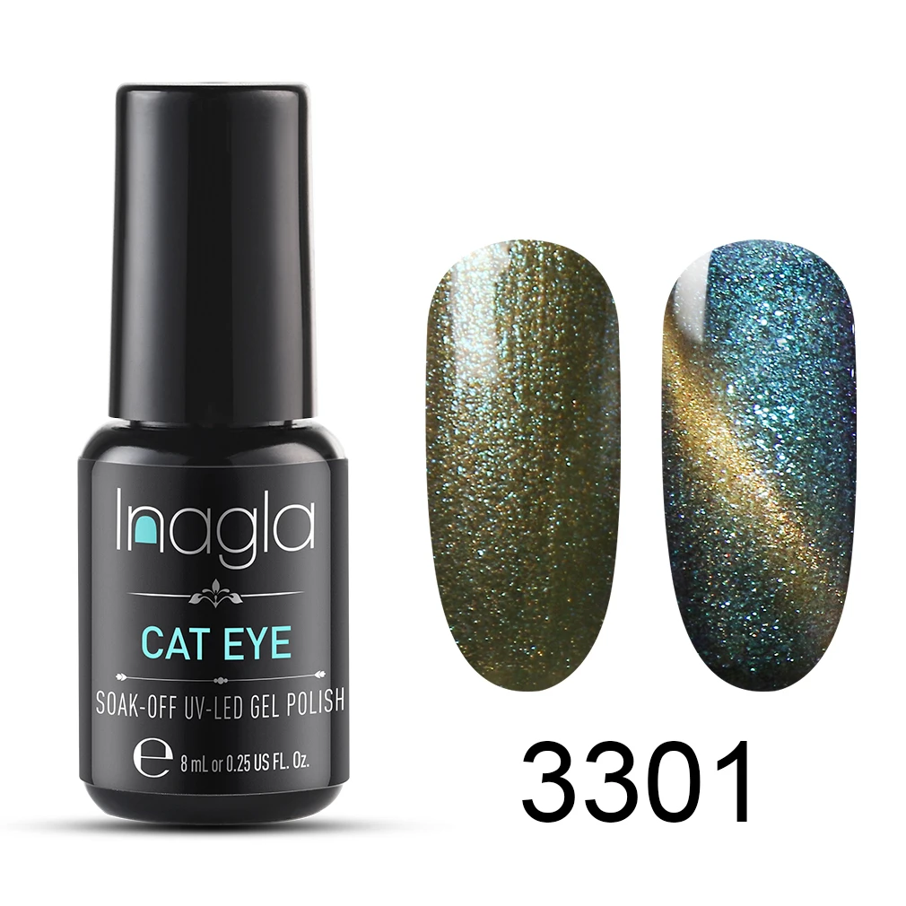 Лак для ногтей Inagla 8 мл хамелеон лак с эффектом кошачий глаз УФ гель отмачиваемый