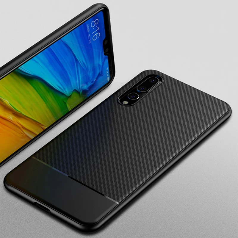 6.1&quot For Huawei P20 pro Case P20plus cover Carbon fiber soft Back phone case plus shell | Мобильные телефоны и