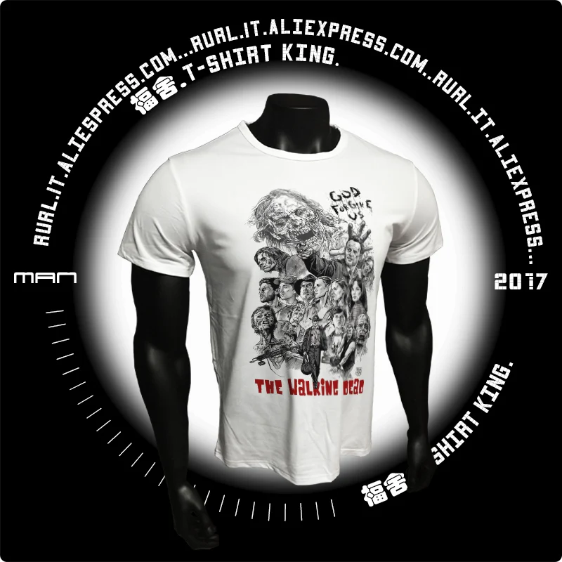 RURL 2017 Ходячие мертвецы футболка camicia di marca одежда moda уличной О collo t uomo divertente commemorativa