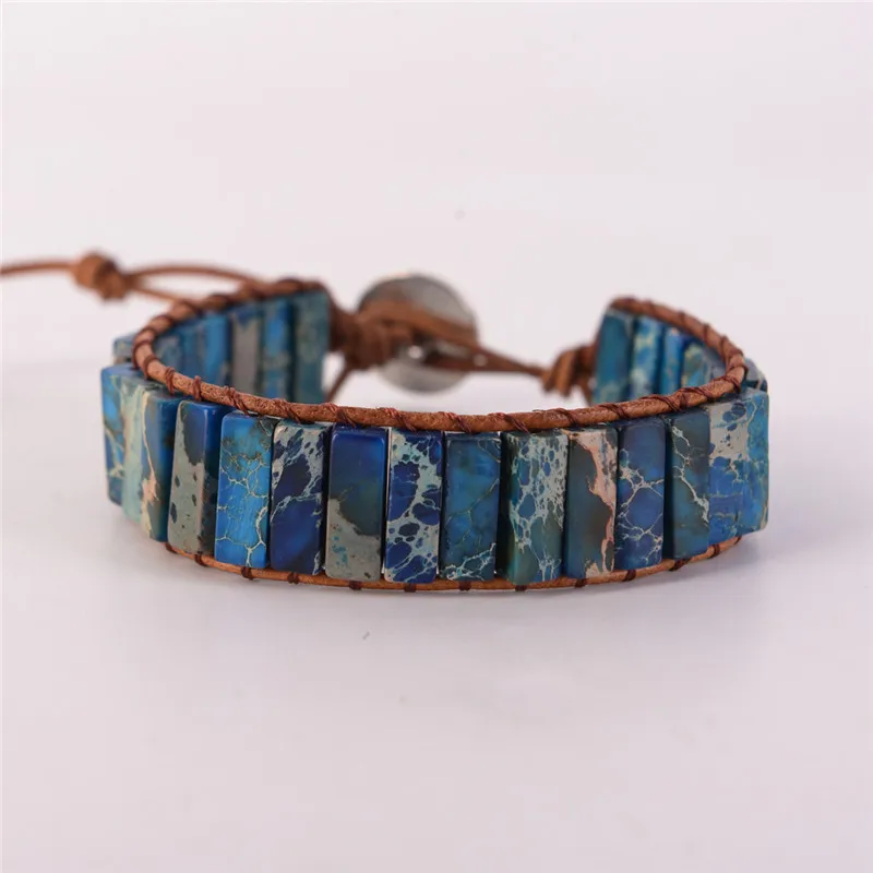 Богемский Браслет один винтажный кожаный браслет полудрагоценный камень