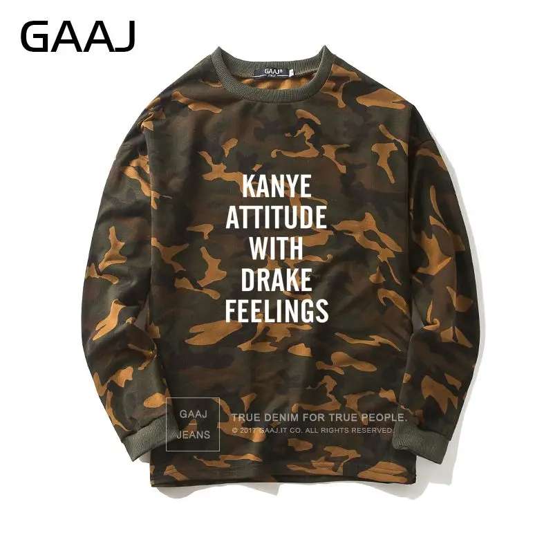 Камуфляжный свитер GAAJ с надписью kaye attitude и принтом Drake feeles для мужчин женщин