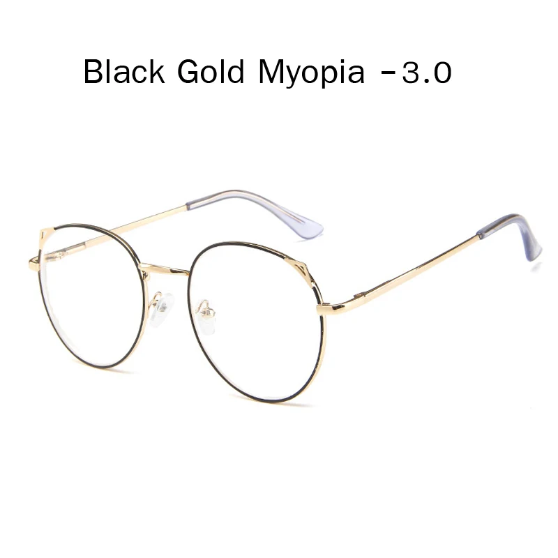 black gold 3.0 Zilead кошачьи уши металлические очки для близорукости для женщин и мужчин ясное зрелище близорукое с диоптрией-1.0to-4,0 - Цвет оправы: black gold 3.0