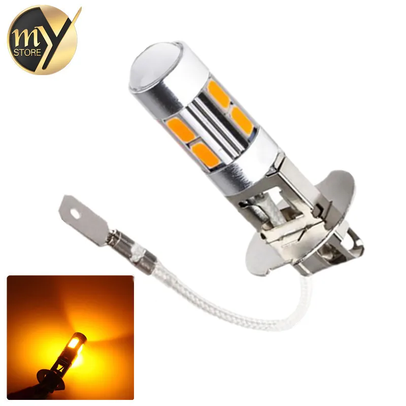 

H3 10 SMD 5630 Светодиодный ные лампы для автомобиля, противотумансветильник фары s, дальние фары, высокая мощность, Автомобильные светодиодные лампы, источник света для парковки, 12 В, янтарный