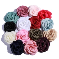 10pcs 9 5cm newborn big burned eage flower for hair clips rolled rose satin fabric flowers for apparel hair accessories