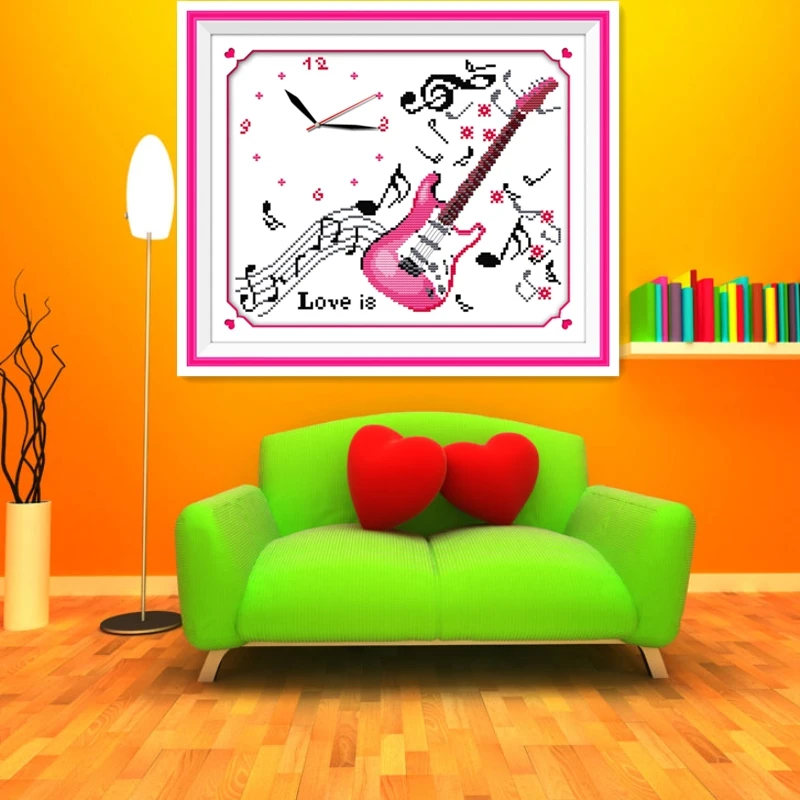 Часы Love Melody вышивка крестиком китайский Счетный крест набор крестиков картина