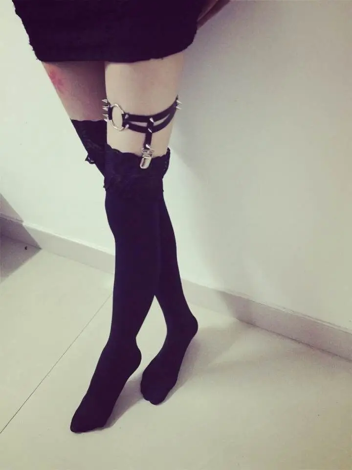 Модные подвязки в стиле Харадзюку ремни Яркие Кожаные подвязки-гвоздики ручной