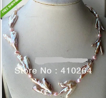 

Бесплатная доставка $ оптовая продажа _ jewelry_wig $ пресноводный жемчуг уникальной формы фиолетовое ожерелье 19,5"