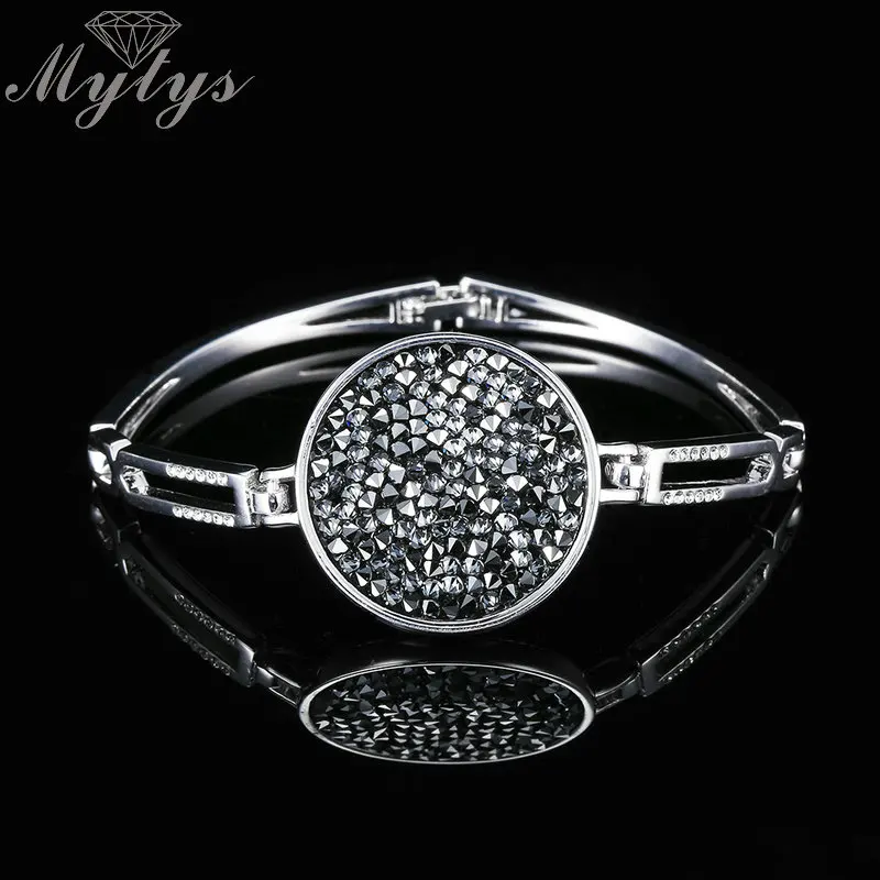 

Mytys Circular High Level Brand Crystal Pave Setting Round Bracelet Black Color Fashion Bangles Designer Luxury Jewelry B1086