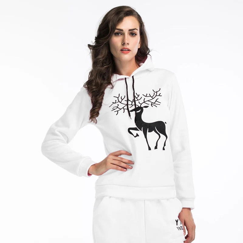 

2019 autumn and winter women's Christmas tree hooded Sweatshirts female Europe and America loose plus velvet Sweatshirts