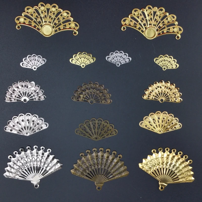 

20Pcs/lot sector Filigree Metal decoration For Jewelry Making DIY Accessories fan-shaped