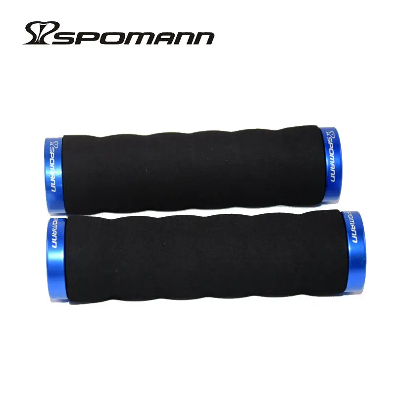 Black(Blue) SPOMANN мягкие губки велосипедные ручки для горного велосипеда дорожный велосипед сплав интегрированный запираемый захват Manopla велосипедные запасные части для велосипеда 100g - Цвет: Black(Blue)