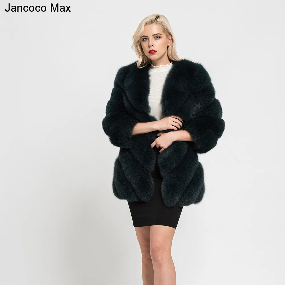 Jancoco Max Lady модное зимнее теплое длинное пальто из натурального Лисьего меха, женская верхняя одежда из натурального меха, Новое поступление S7152