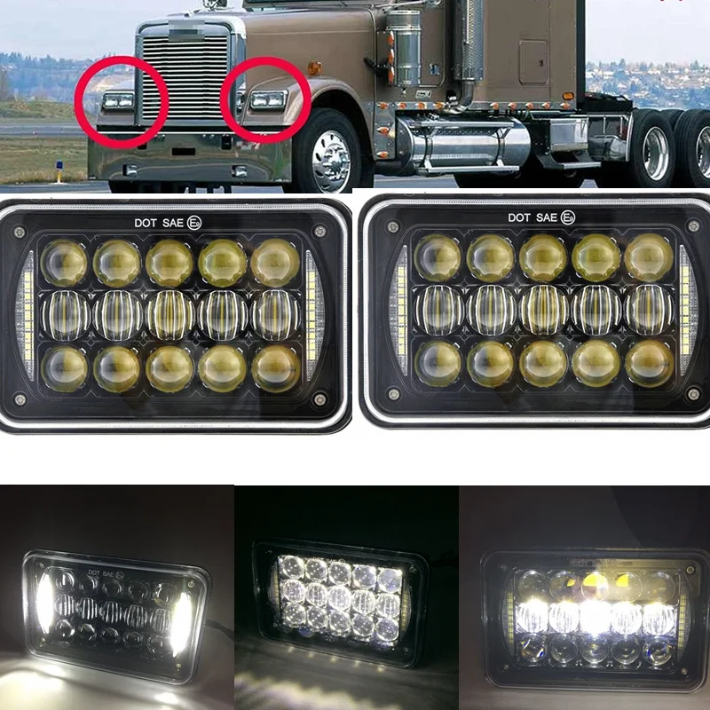 Прямоугольная 5D Светодиодная лампа 4x6 светодиодный для фар замена HID Xenon H4651 H4652 H4656