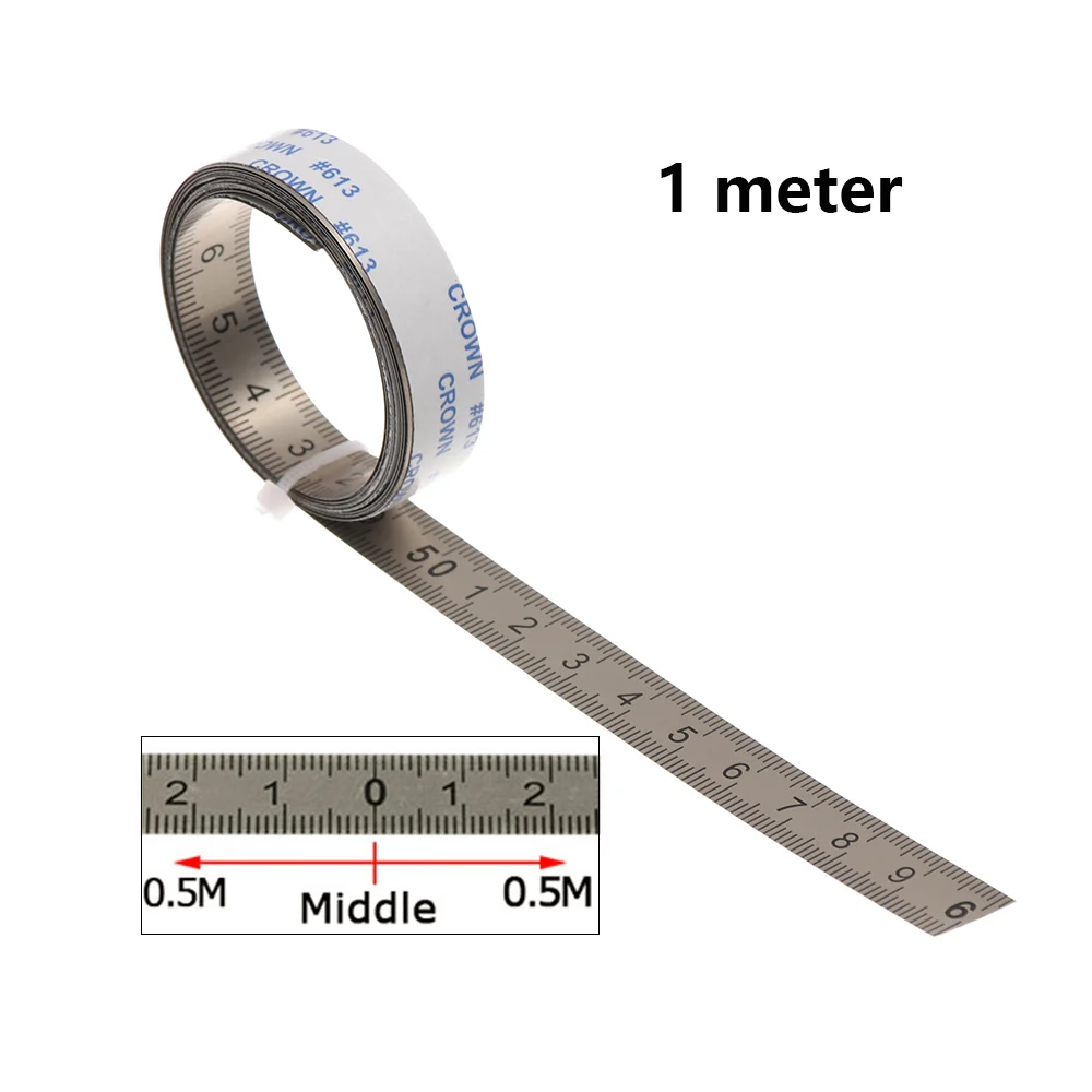 Middle 1 meter 1/2/3 м для фрезерный станок пила метрических направляющая для резки рулетка 0,4 ''Сталь самоклеющиеся масштабная линейка лента Т-образная дорожка Деревообработка - Цвет: Middle 1 meter