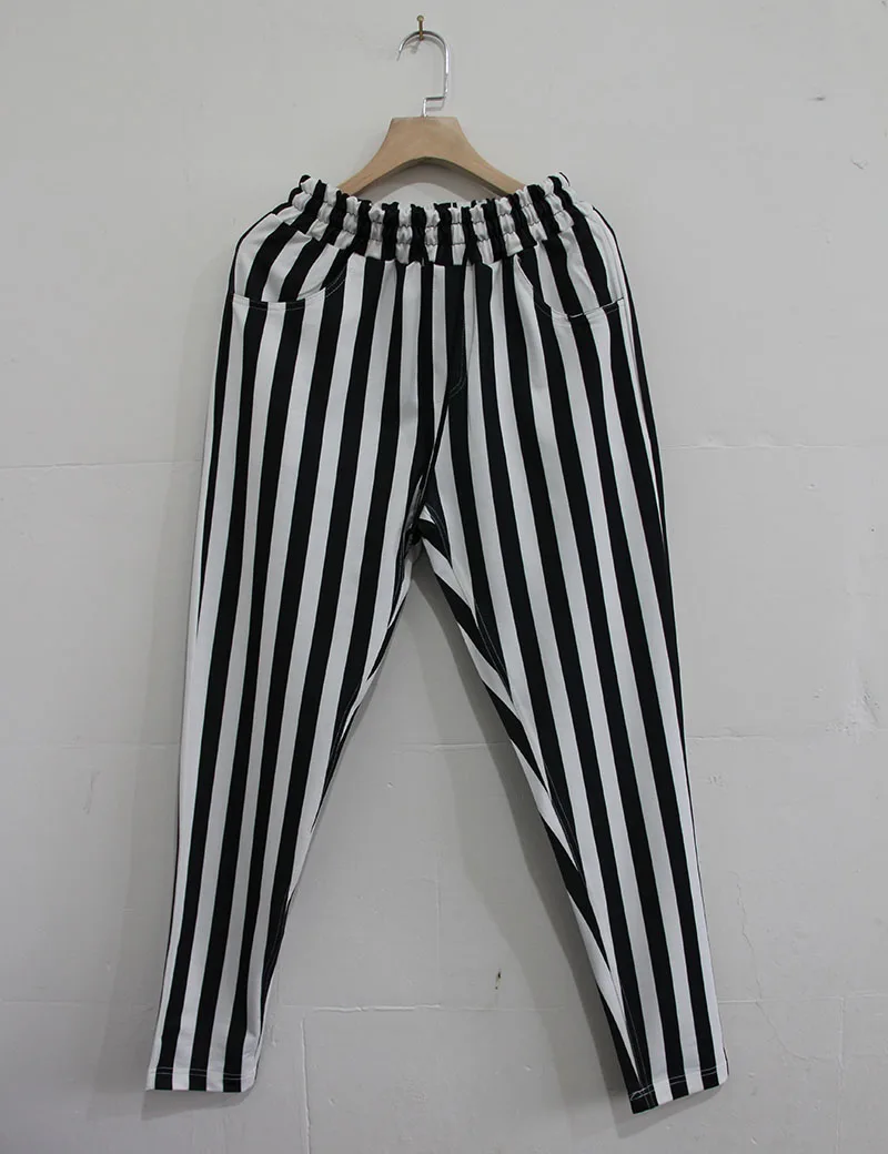 Мужские брюки EHCM в черно-белую полоску мужские повседневные для пробежек фитнеса