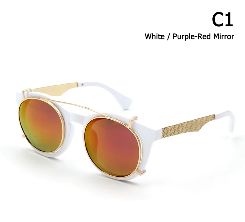 C1 White Red JackJad новые модные круглые солнцезащитные очки на застежке в стиле стимпанк съемные брендовые дизайнерские Винтажные Солнцезащитные очки Oculos De Sol - Цвет линз: C1 White Red