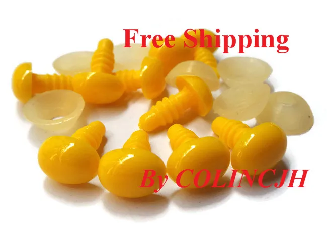 

50pcs/lot 4.5mm/6.5mm/8mm/10mm/12mm/13mm Safety Noses For Teddy Bear Doll Yellow Color Come With Washers