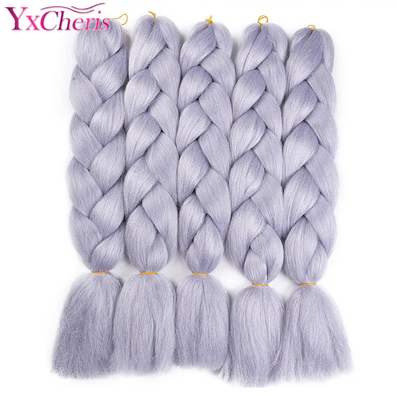 Kanekalon 24 дюймов 100 г Серый фиолетовый черный розовый чистый цвет синтетические