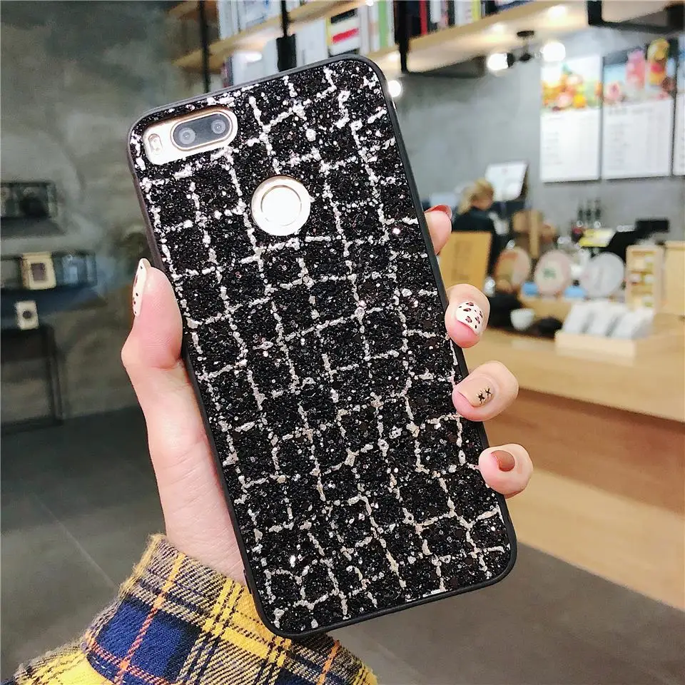 Luxury Woman Bling Glitter Phone Cases For XiaoMi A1 A2 5X 6X 8 SE 9 RedMi S2 6 Pro Note 4X 5 Plus Cover Diamond Grid Back Case |