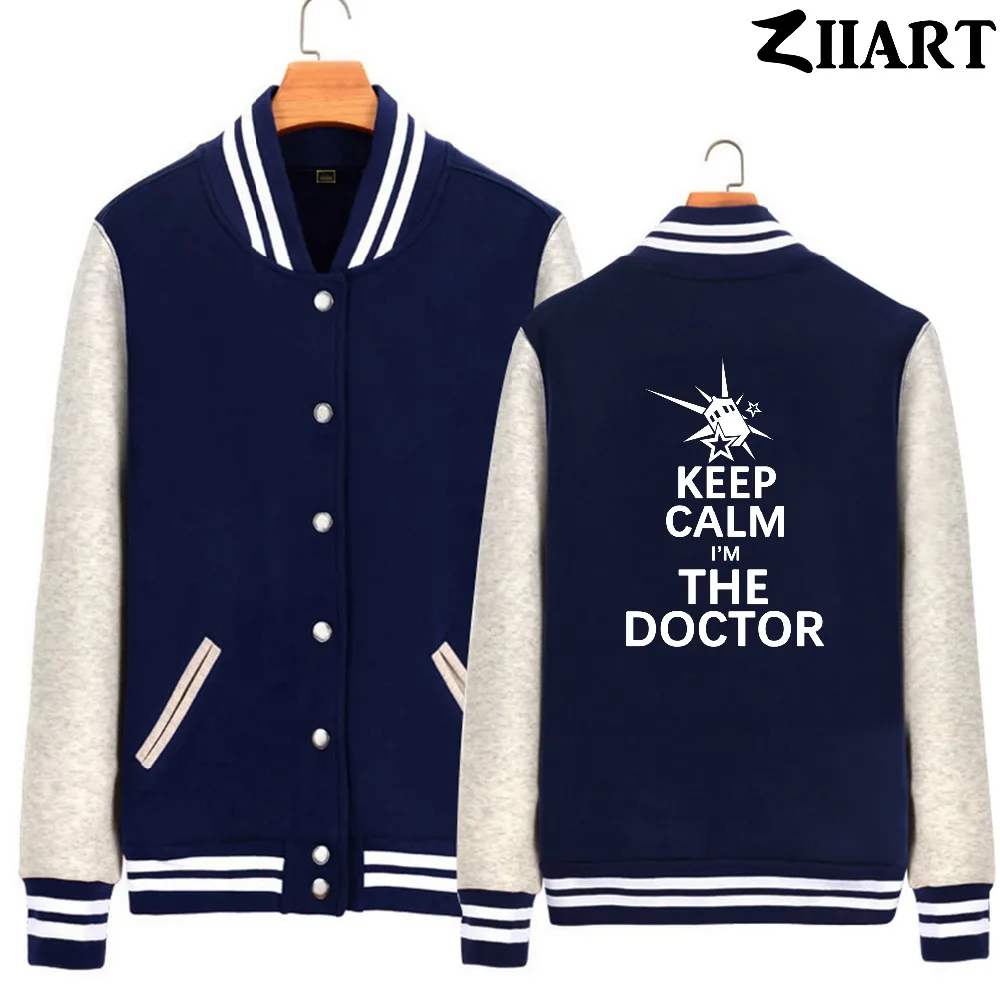 Tardis Stars Keep calm i'm the doctor police box женские демисезонные флисовые бейсбольные куртки на