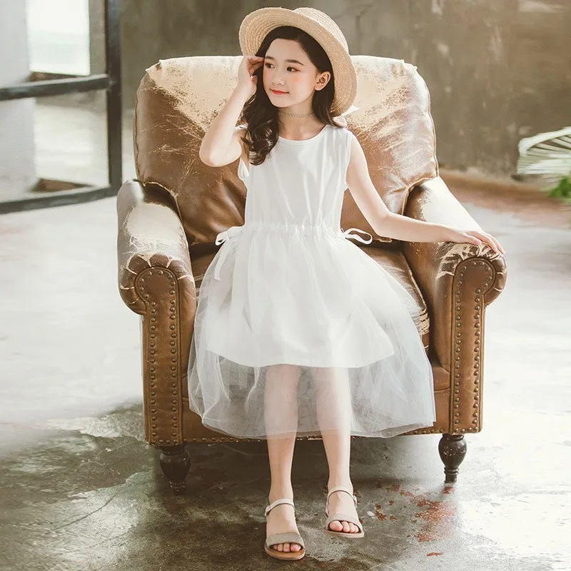 Сетчатое Хлопковое платье в стиле пэтчворк для девочек платья принцессы больших