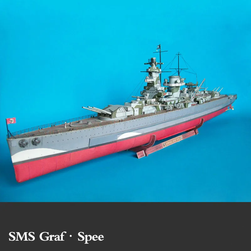 

93cm Germany Grafspee Battleship 3D Paper Model Diecast Cruiser Battleship Nautical Boat Model Diecast Military Fan Toy Gift