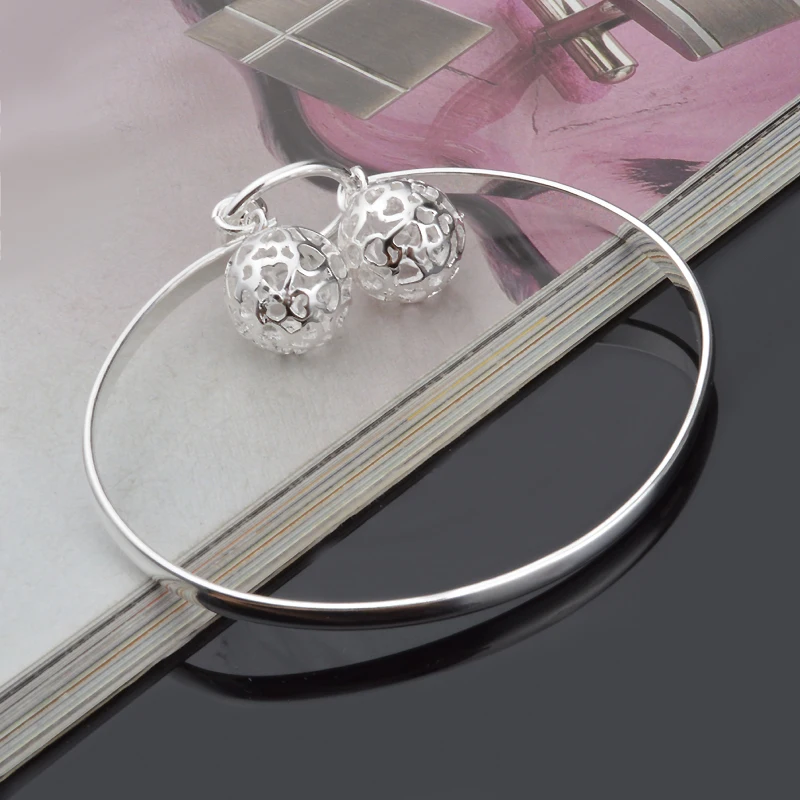 Горячие оптовые полые мяч браслет серебряный Прекрасный модный ювелирные
