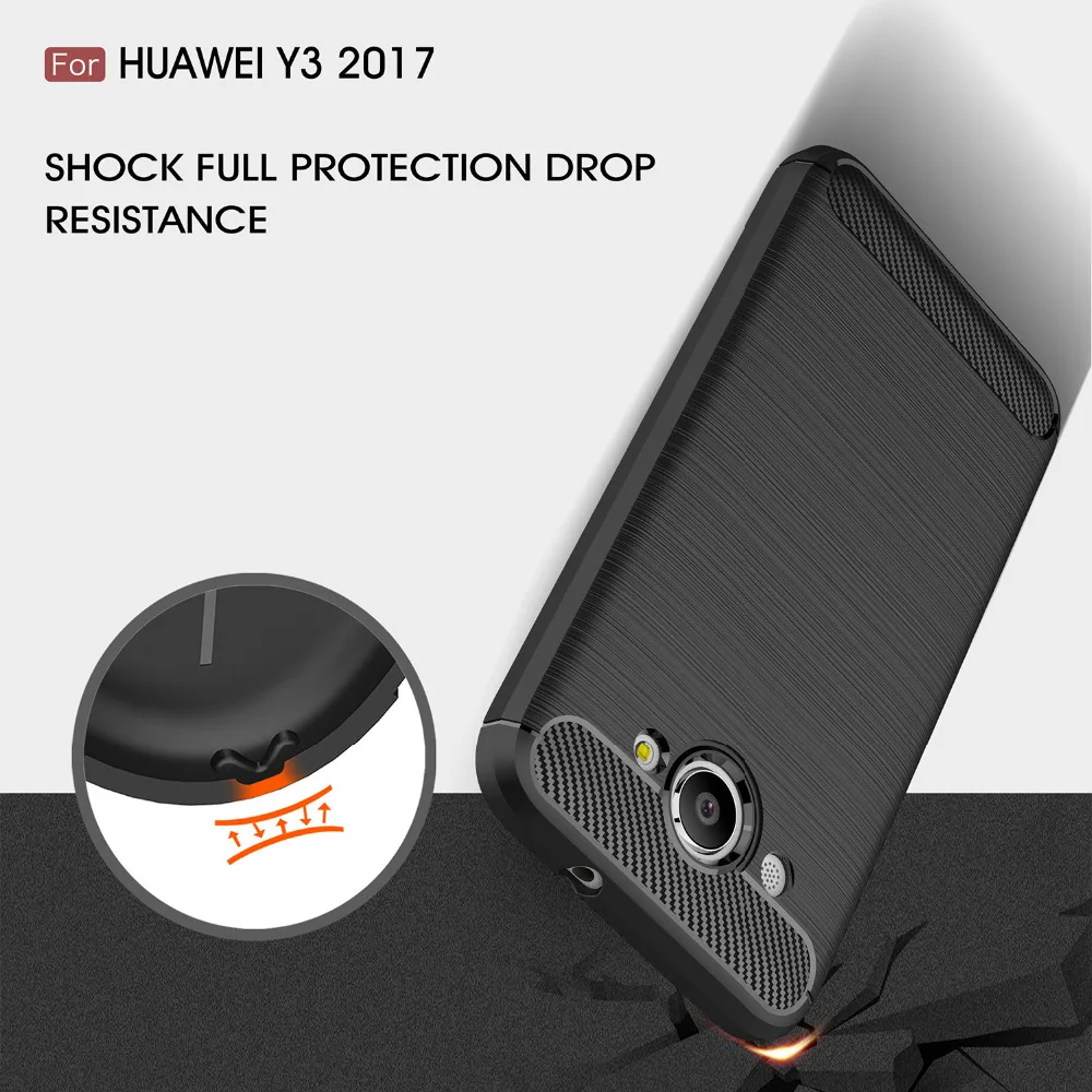 Чехол для Huawei Y3 2017 противоударный матовый Мягкий Силиконовый ТПУ чехол-бампер