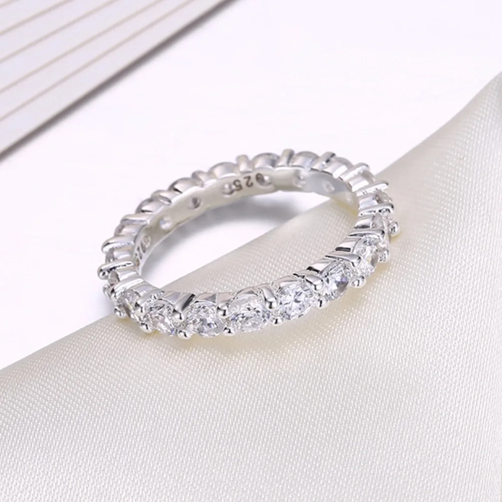 Yanleyu Luxury One Row AAA Cubic Zircon Wedding Rings for Women Real 925 Sterling Silver Engagement Jewelry PR127 | Украшения и