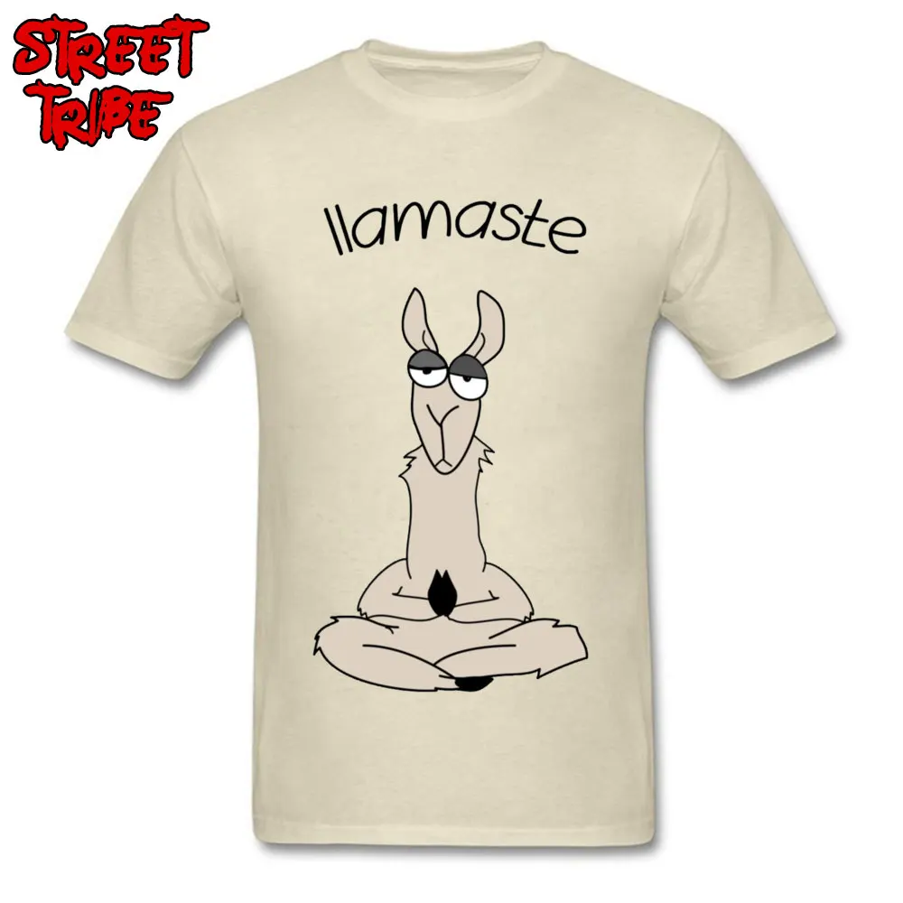 Llamaste Llama футболка Веселая Мужская футболка женская футболка с рисунком Намасте на заказ из хлопка высокого качества белые топы интересные футболки - Цвет: Beige