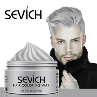 sevich temporary hair color wax men diy mud one time molding paste dye cream hair gel for hair coloring styling silver grey 120g