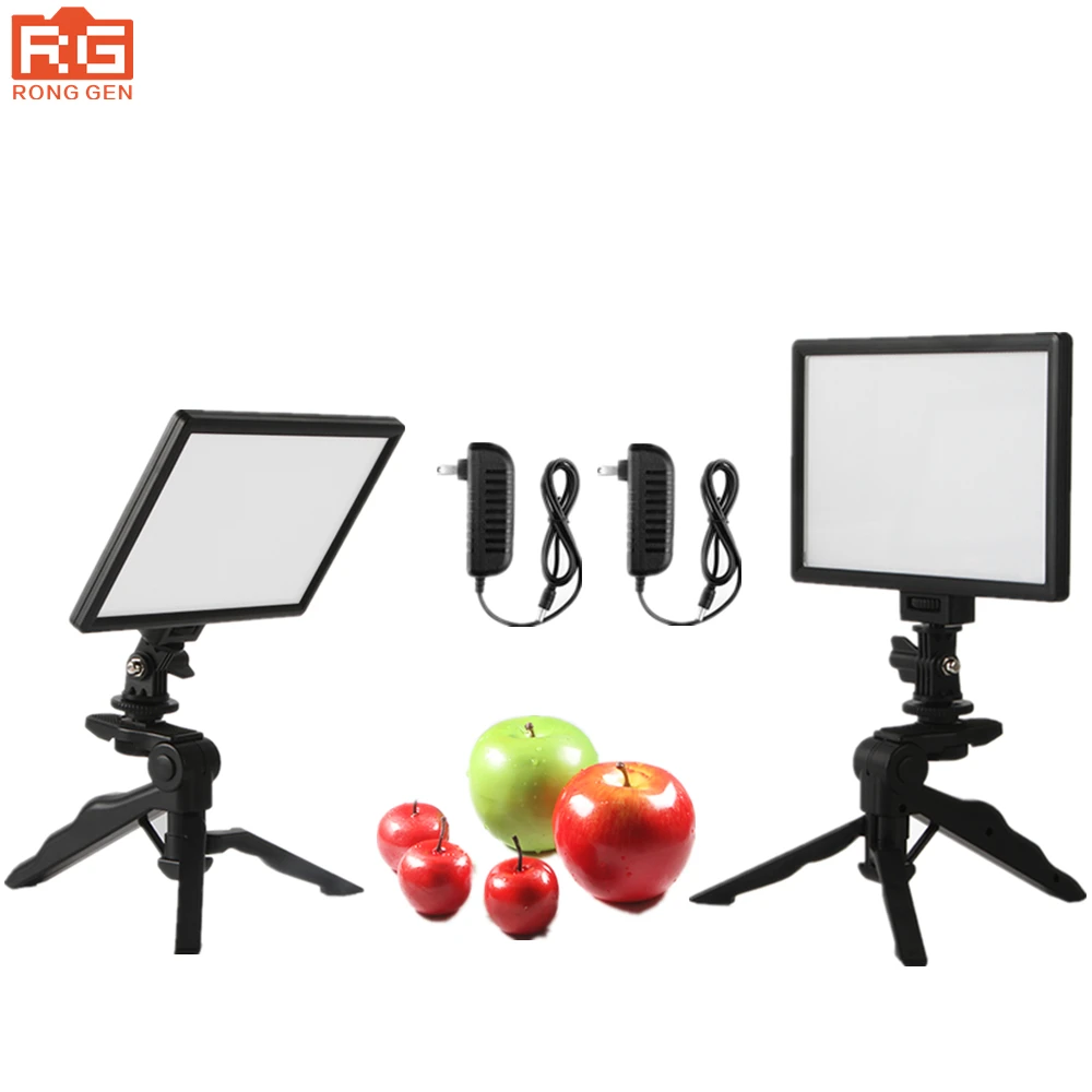 Видеокамера Viltrox L116T для видеостудии с ЖК-дисплеем, двойным фонарем + 2 складных портативных штатива + 2 адаптера переменного тока