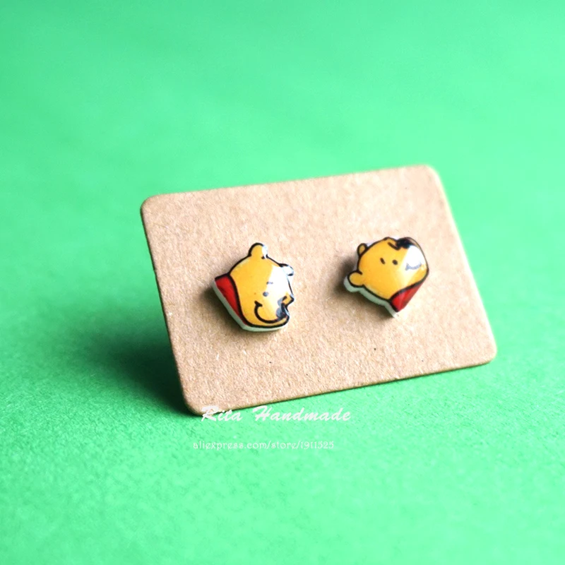 Прекрасный Винни Пух серьги гвоздики для женщин 925 пробы серебро уха клип Brinco