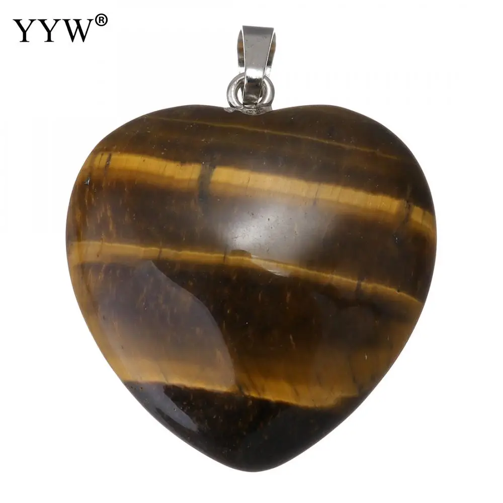 tiger eye Натуральный кристалл любовь подвески в форме сердца для любовника драгоценный камень каменный розовый кварц тигровый глаз лазурит заживляющий Шарм Подвески ювелирные изделия - Окраска металла: tiger eye